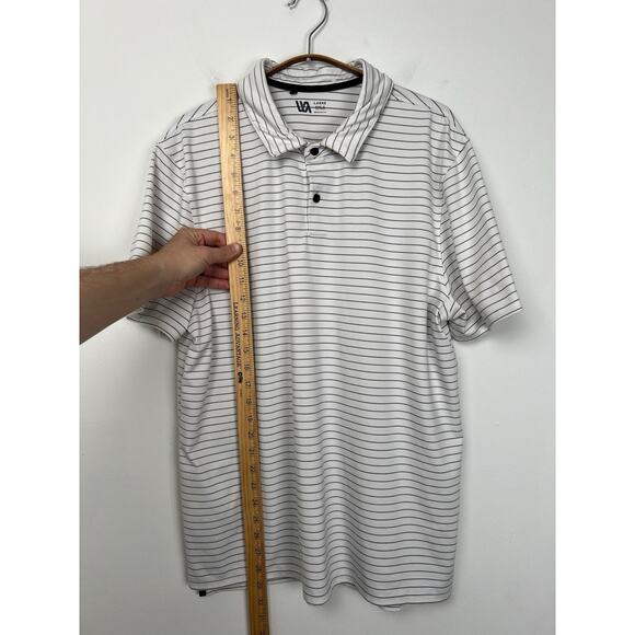 VRST Polo Shirt Mens Size Large Golf Breathable Performance White Striped Office - Picture 4 of 8
